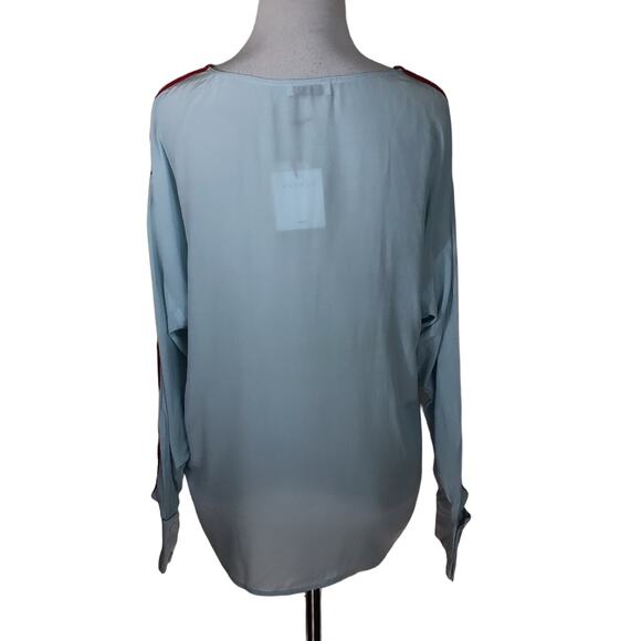 Sandro Lucienne Blue Striped Cutout Top - Picture 10 of 11